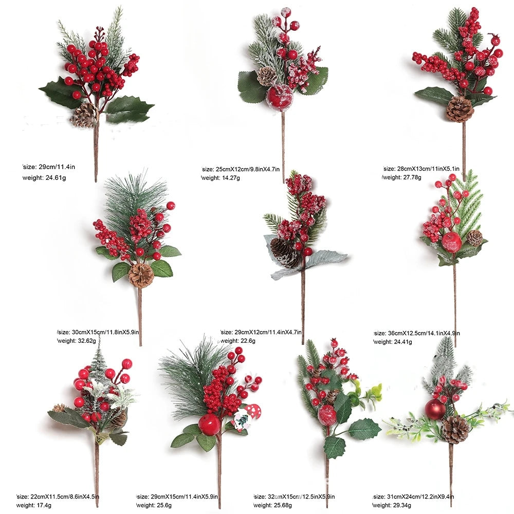 décoration noël bouquet feuilles vertes baies rouges cône pin boule rouge translucideextérieur saisonnier