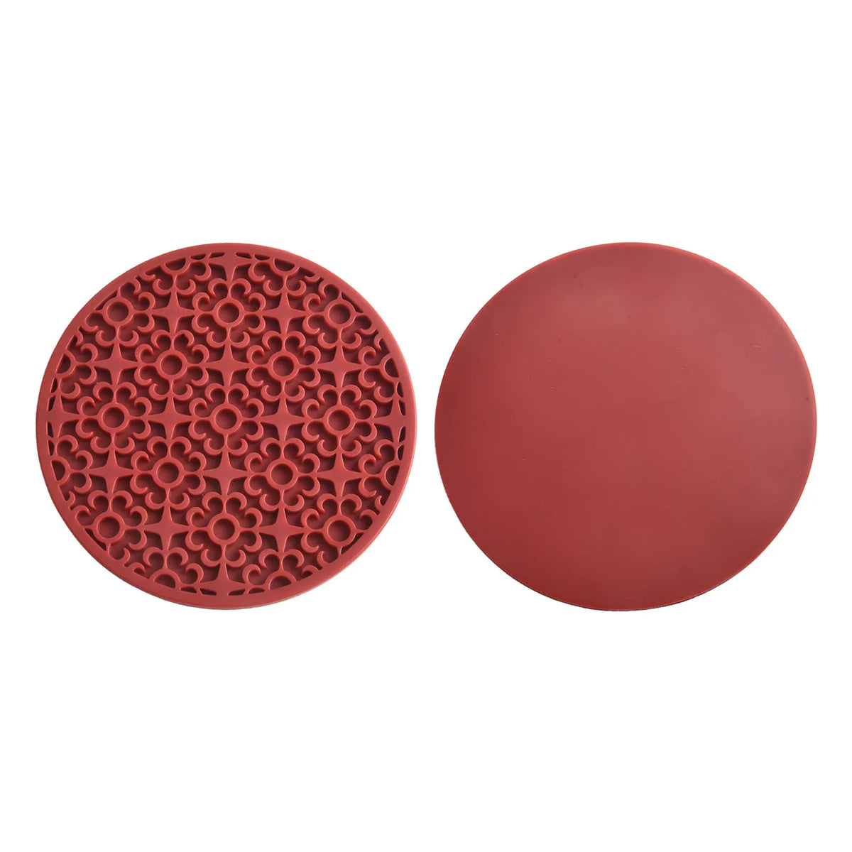 tapis table moderne rouge gris noir vert blanc motif géométrique cercles étoiles