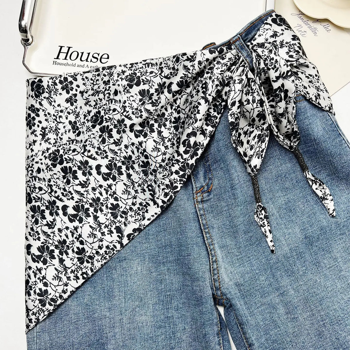 foulard femme soie motif floral patchwork boho chic accessoire tête cou taille