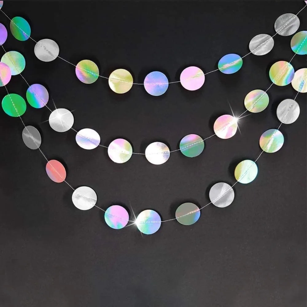 guirlande holographique festives lunes étoiles cercles arc ciel brillantes anniversaire mariage fêtes