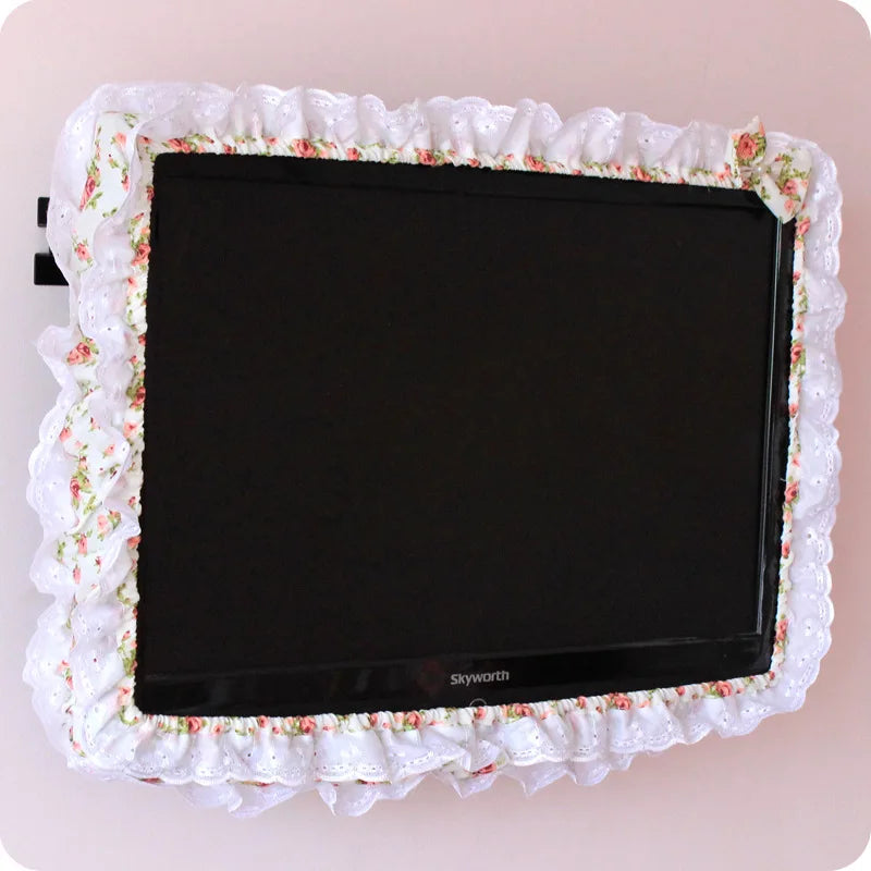 couverture téléviseur tissu rose décoration féminine bordure dentelle adhésive maison japonais