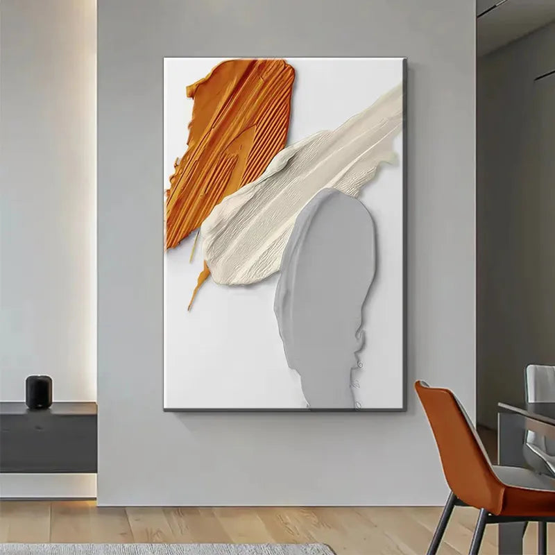 toile d'art abstrait contemporain rouge brun beige vert clair gris minimaliste fixations chambre salon