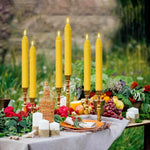 bougies coniques cire d'abeille hexagone jaune sans fumée decoration table classique maison