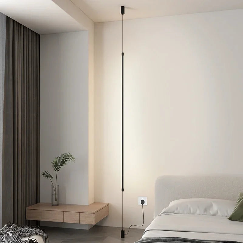 lampe poser moderne noire led adhésif 6w 10w lisse aluminium câble électrique