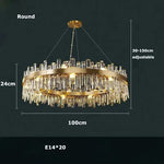 Suspension lumineuse moderne cristal doré transparent lumière LED brillante salon chambre cuisine