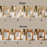 cadres photo décoration animaux tête souris girafe ours aspect bois clair rotatif beige marron