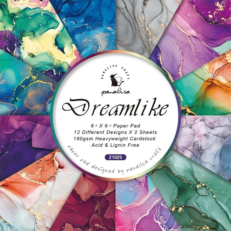 papier marbré moderne pad 6x6 12 feuilles motifs différents couleurs vives cadeau mariage anniversaire