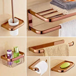 ensemble porte serviettes moderne rose doré salle bain fixations murales lisses opaques
