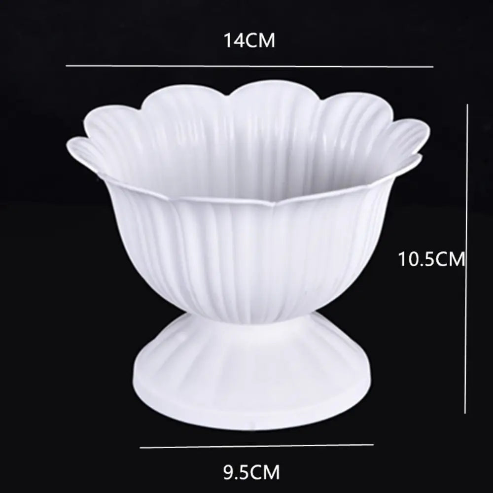 cache pot blanc rayures verticales classique plastique extérieur jardinière fleuri porte plantes romantique rétro