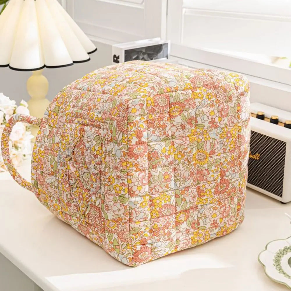 paniers rangement tissu floral multicolore vintage réutilisables armoire poignées transportables multifonctionnels