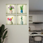 stickers muraux vases fleurs moderne autoadhésifs couleurs variées decoration intérieure chambre salon