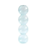 vase moderne transparent sphères empilées jaune clair rose bleu vert brun