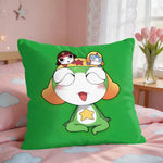 housse coussin carré imprimé animaux mignons dessin animé keroro gunsou cœur vert jaune rouge