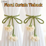 attaches rideaux fleurs tissu coton vert blanc violet orange floral champêtre