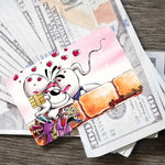cartes bancaires personnalisées dessin animé souris coeurs papillons fleurs blanc rose vert jaune