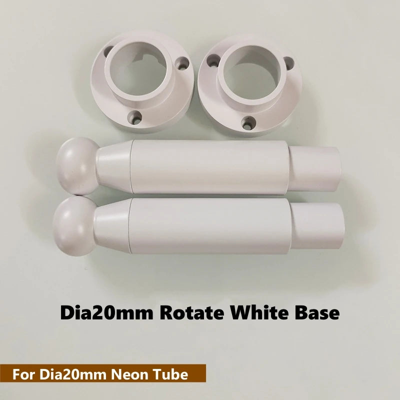 bases tube néon blanc led lisse moderne clips fixation câbles connexion accessoire lumineux minimaliste