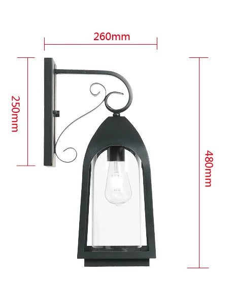 lampe murale extérieure vintage noir verre translucide élégante classique résistante l'eau facile éclairage maison