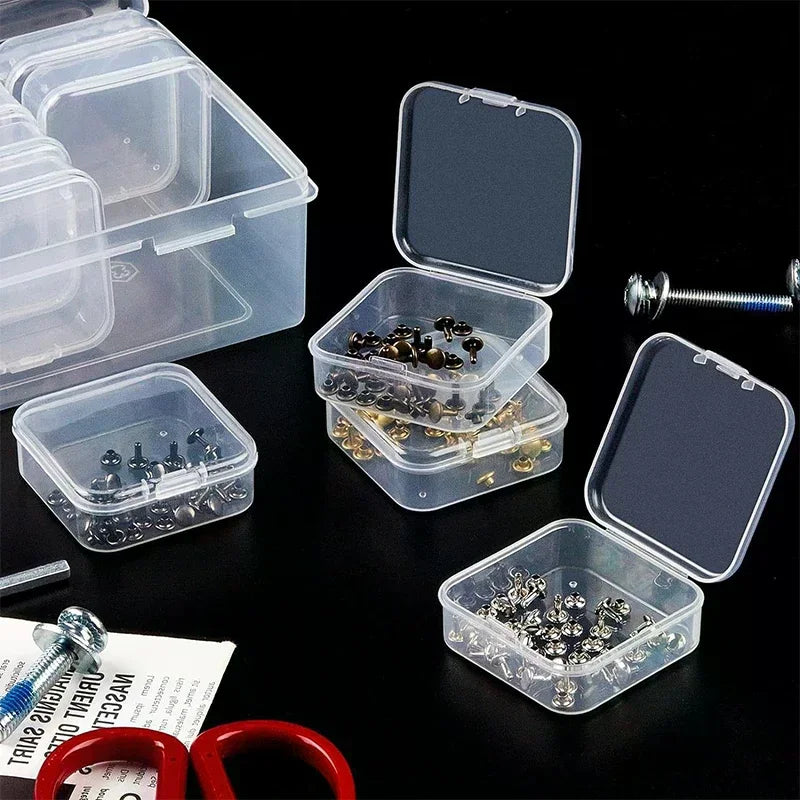 boîtes rangement transparentes clips fermeture bijoux outils organisation simple pratiques