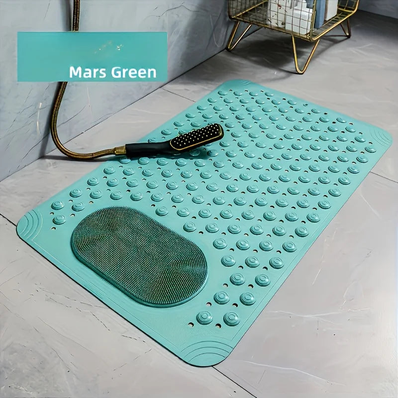 tapis douche antidérapant bosses massage pieds drainage rapide couleur bleu clair moderne