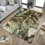 tapis moderne noir or marbre géométrique salon chambre antidérapant polyester