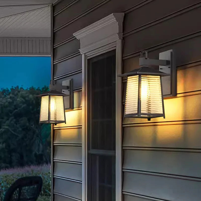 lampe murale moderne transparente rayures horizontales noir ip65 led éclairage extérieur balcon porte muriaux