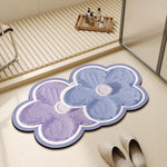 tapis décoration florale moderne jaune blanc bleu violet gris vert marron texturé relief