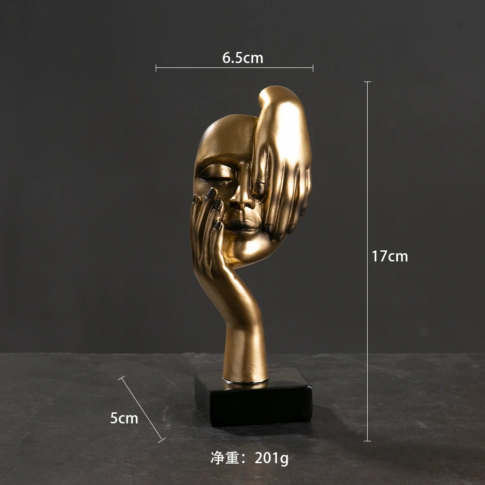 statuettes décoratives visage humain noir blanc doré modernes minimalistes abstraites contemporaines base carrée livres