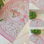 tapis rond antidérapant floral ange rose couleurs vives texture granuleuse vintage français porte chambre