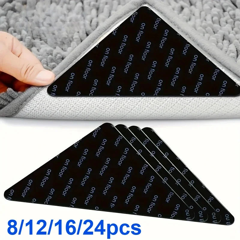 tapis gris clair doux moderne adhésifs antidérapants réutilisables sols bois carrelage stratifié bandes noires