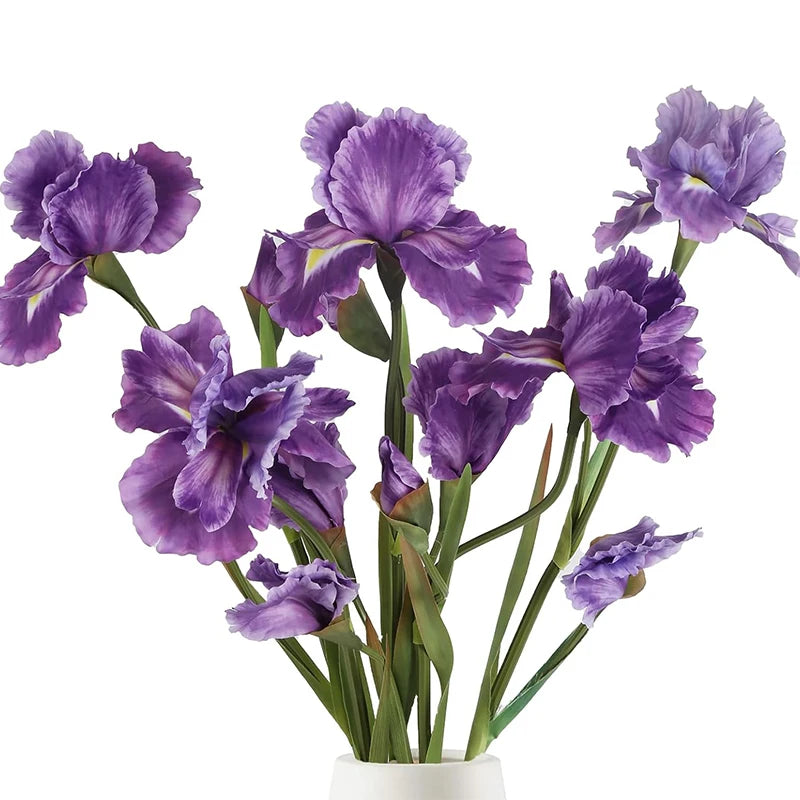 bouquet iris artificiels soie violet vert moderne intérieur mariage anniversaire baby shower