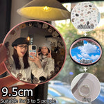 miroir rond argenté motifs visages mignons moderne selfie maquillage haute définition portable adhésif couple