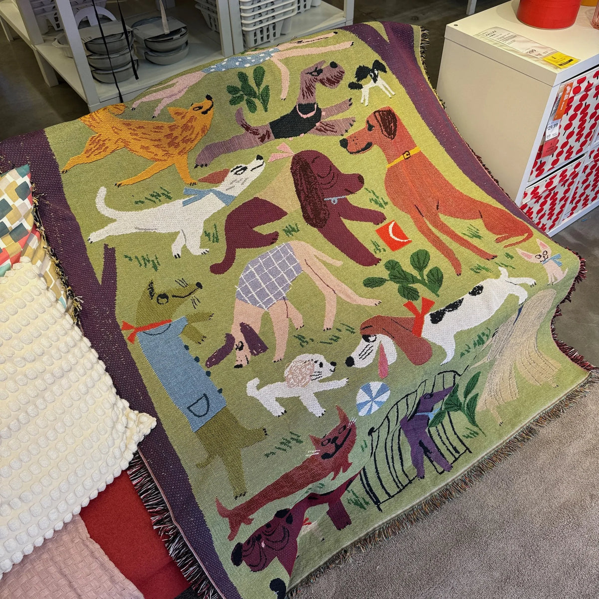tapis textile decoratif chiens feuilles barriere peluche portable printemps automne maison