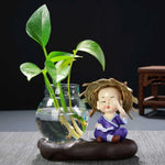 vase verre transparent plante figurine monks artisanal décoration table maison étude balcon living room