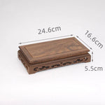 support présentation bois marron foncé figurines moines feng shui artisanal