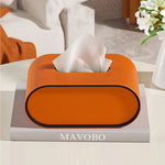 boîte mouchoirs simili cuir moderne blanc orange rangement pinceaux télécommande ciseaux ruban adhésif