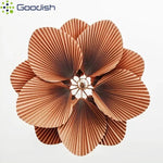 Suspension lumineuse moderne feuilles plissées marron clair salon chambre papier pliable éclairage blanc chaleur