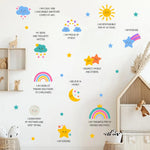 sticker mural étoiles dessin animé multicolore décoration enfant chambre nuage soleil arc ciel
