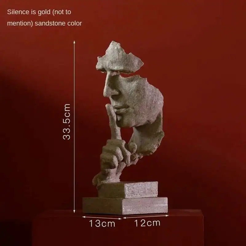 statuette or silencieux homme masqué moderne abstraite art classique hauteur 31cm largeur 11cm poids
