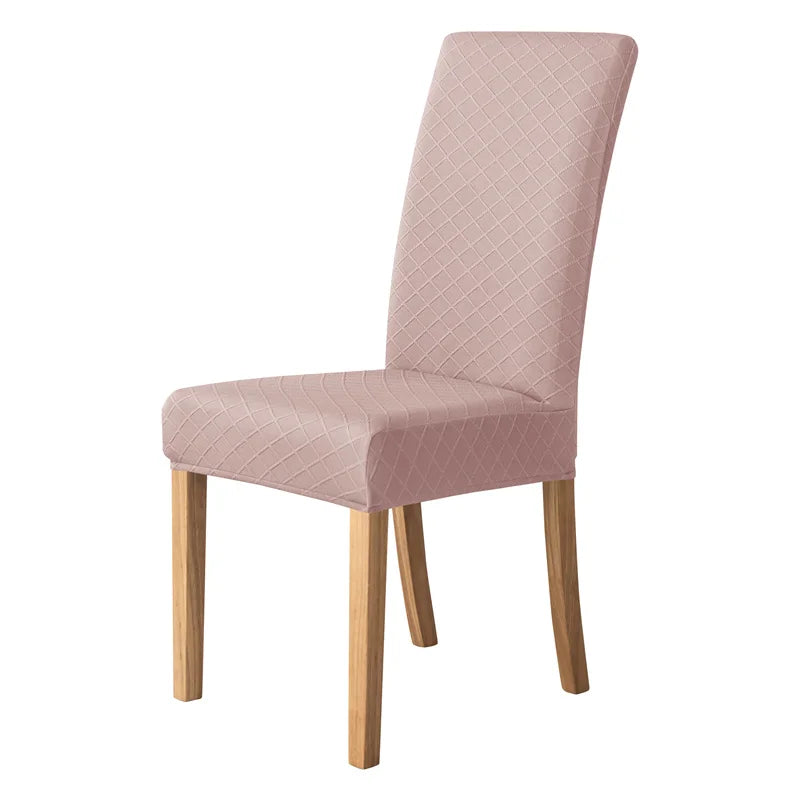housse chaise moderne carreaux diagonaux beige gris rouge élasthanne polyester adhésif mariage banquet plage