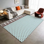 tapis moderne piano key polka dot bleu clair marron antidérapant intérieur extérieur chambre salon