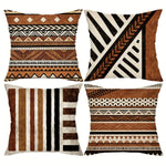 taies d'oreiller motifs géométriques multicolores ethnique polyester peachskin opacité décoration maison hospitalière 45x45cm