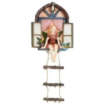 porte miniature poupée résine rose beige vert bleu artisanal détails sculptés fenêtre escalier