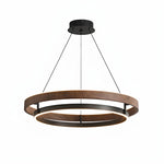 suspension lumineuse moderne noir bois circulaire anneaux superposés cuisine salon restaurant