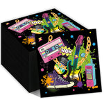 serviettes jetables années 90 pop art cassette guitare lettres wow