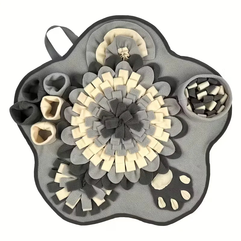 tapis snuffle mat interactive jeu recherche nourriture chiens jouets peluche gris crème