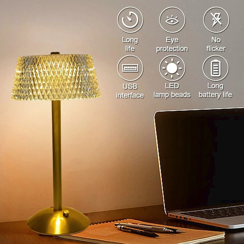 lampe table led rechargeable or blanc abatjour geometrique moderne portableôtel chambre restaurant