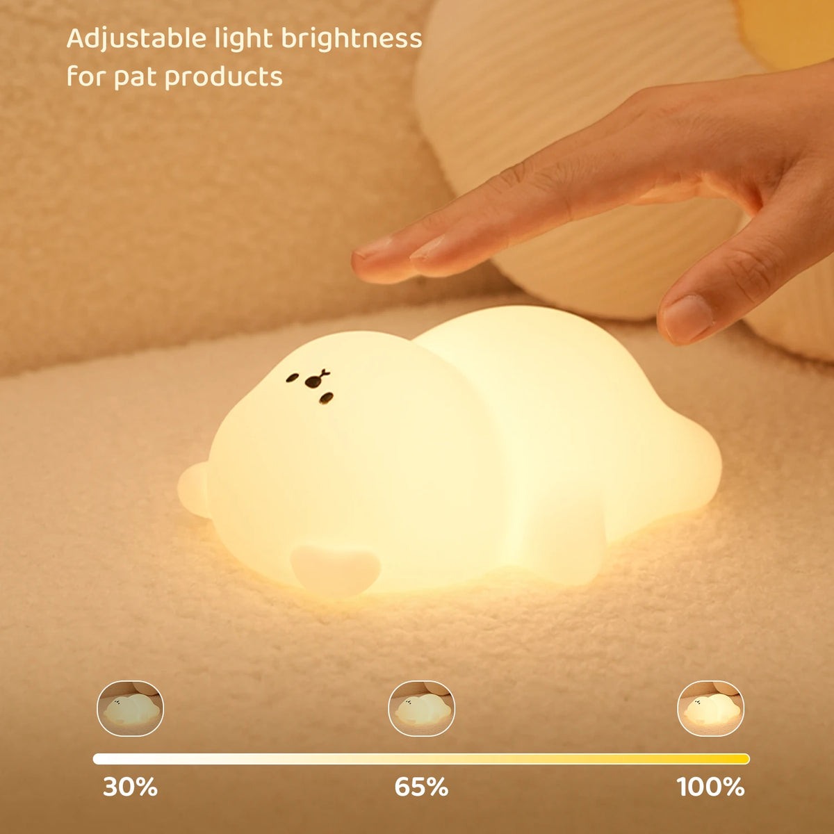 lampe chevet silicone ours blanc translucide moderne lampes nuit enfants ambiance cute flat bear