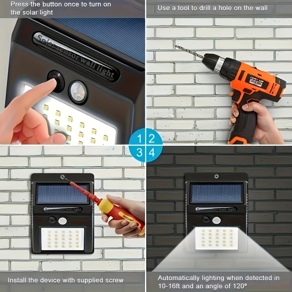 lampe murale solaire led 100 led induction ip65 moderne détecteur mouvement