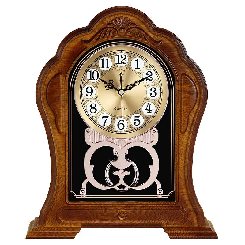 horloge décorative marron foncé rétro chiffres arabes transparente fleurs artificielles vintage européenne