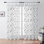 rideau transparent brodé feuilles protection uv polyester moderne blanc noir jaune vert turquoise floral